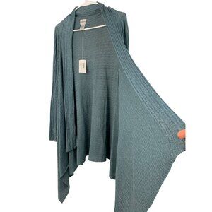 Chicos Shimmer Cable Cardigan Size M Riverwash Drape Open NWT